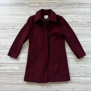 Loft Petites Burgundy Wool Blend Winter Coat